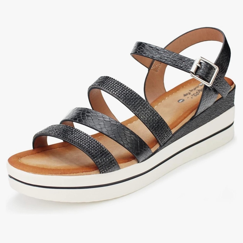 Hawkwell Women's Wedge Platform Comfortable Elastic Ankle Strap Sandals size 10